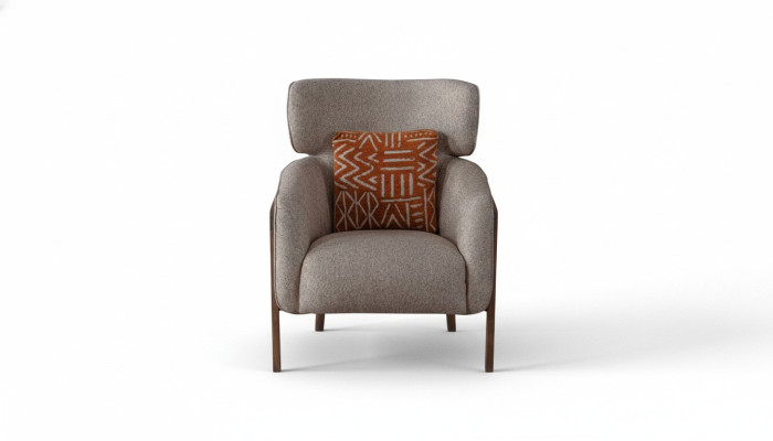 Sessel Modern Beige Wohnzimmer Textil Luxus Design Möbel Lounge Club