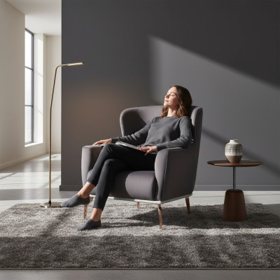 Sessel Modern Schwarzer Lounge Club Wohnzimmer Textil Luxus Design