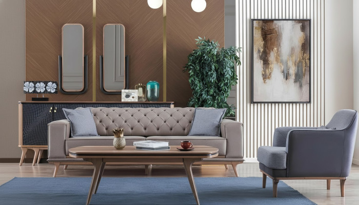 Luxus Modern Wohnzimmer Set 4tlg. 4 sitzer Sessel couchtisch Möbe Neu