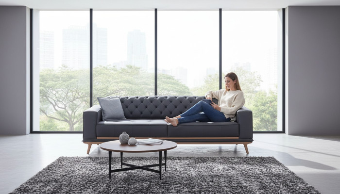 Sofa 4 Sitzer Design Sofas Polster Textil Relax Sitz Möbel Modern