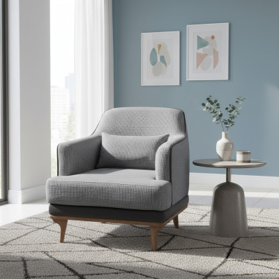 Sessel Modern Grau Wohnzimmer Sitzmöbel Textil Design Möbel Einsitzer
