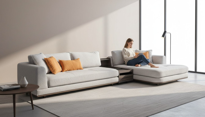 Exklusive Ecksofa L - Form Grau Wohnzimmer Eckgarnitur Couch Sofa Polster