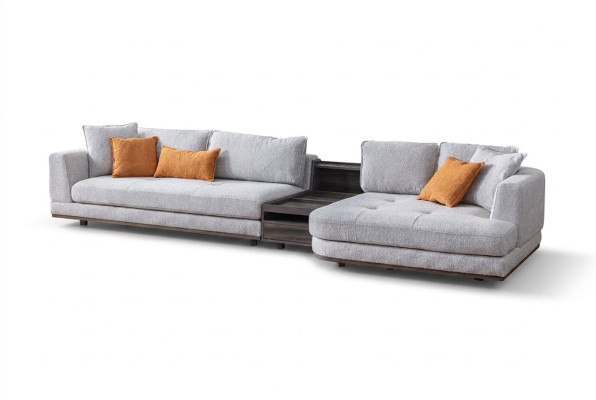 Exklusive Ecksofa L - Form Grau Wohnzimmer Eckgarnitur Couch Sofa Polster