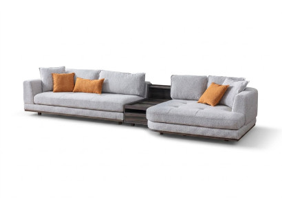 Exklusive Ecksofa L - Form Grau Wohnzimmer Eckgarnitur Couch Sofa Polster