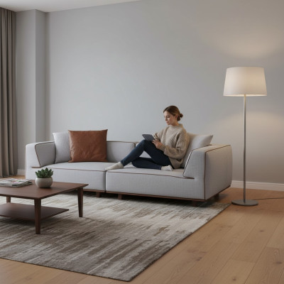 Sofa 4 Sitzer Design Sofas Polster Grau Textil Relax Sitz Möbel 272cm xl