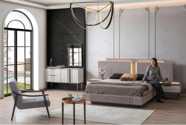 Design Schlafzimmer 5 tlg. Schlafzimmer Set Bett Nachttisch Schminktisch
