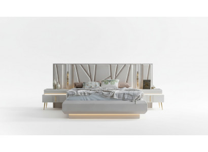 Schlafzimmer Set Luxus Komplettes Bett +2x Nachttische 3tlg. Modern Set