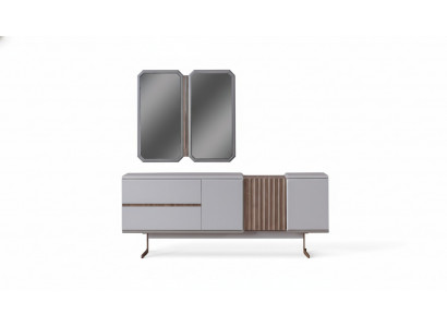 Exclusive Esszimmer Sideboard 2x Spiegel Stil Kommode 210cm Holz 3tlg