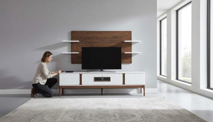 Stil Wohnzimmer set Wohnwand 2tlg. Sideboard TV-Wandpaneel Wohnwände
