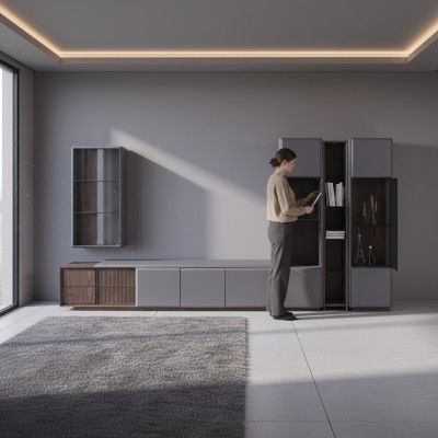 Exklusive Wohnzimmer Set TV-Schrank 2x Vitrine Wandregal Regale 4tlg.