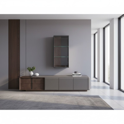 Designer Wohnzimmer set TV-Schrank mit Exclusive Wandregal Regal 2tlg.