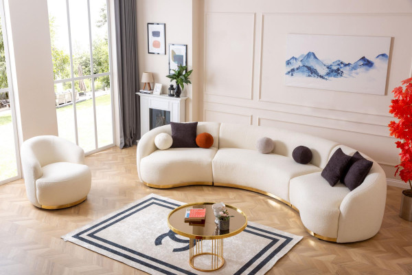 Designer Wohnzimmer set Modern Sofagarnitur Rund sofa + 1 Sitzer 2tlg