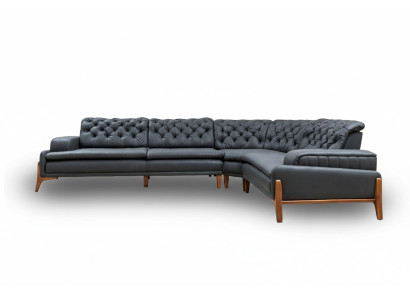 Luxus Ecksofa L-form mit Musiksystem Modern grau Polstermöbel Kunstleder