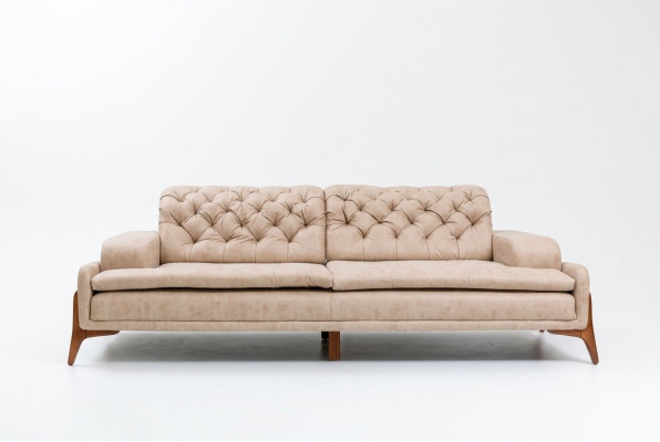 Modern Sofa 3 - Sitzer Designer Beige Farbe Stil 240 cm Wohnzimmer Beige Sofas