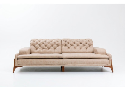 Modern Sofa 3 - Sitzer Designer Beige Farbe Stil 240 cm Wohnzimmer Beige Sofas