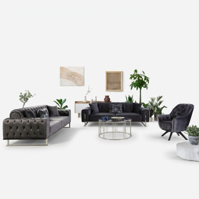 Designer Wohnzimmer Set Sofagarnitur 3+3+1 Sitz Möbel Garnituren 3tlg.