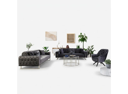 Designer Wohnzimmer Set Sofagarnitur 3+3+1 Sitz Möbel Garnituren 3tlg.