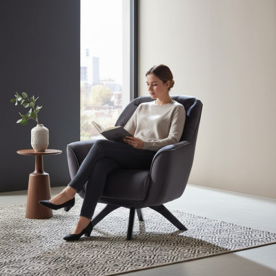 Sessel Modern Schwarzer farbe Wohnzimmer Textil Luxus Design Möbel