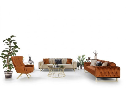 Designer Chesterfield 3tlg. Garnitur 2x 3 Sitzer Sofa Sessel Modern Dreisitzer