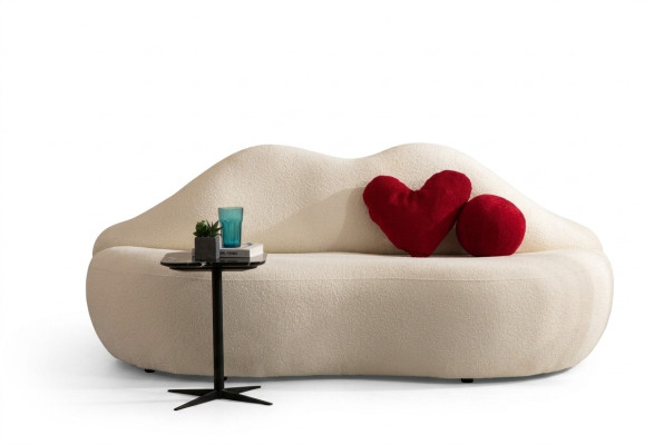 Designer 3 Sitzer sofa Weiße Beige in Form Sofas Couchen Lippen stilvoll