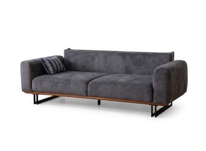 Couch 230cm Sitzpolster 3 Sitzer Sofa Grau Designer Möbel Wohnzimmer