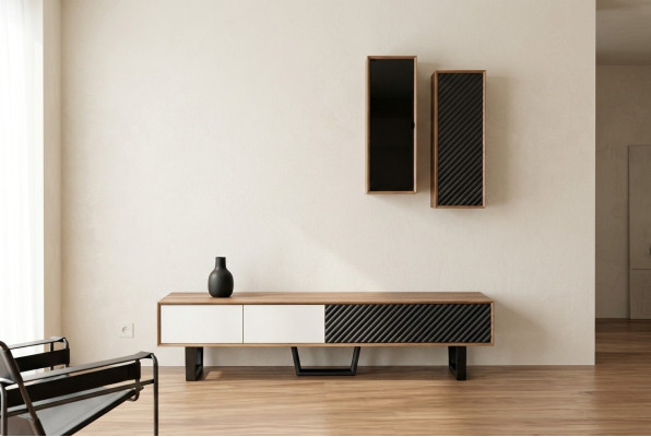 Wohnwand Wohnzimmer set TV-Ständer 2x Hängeschrank Designer Wohnwände