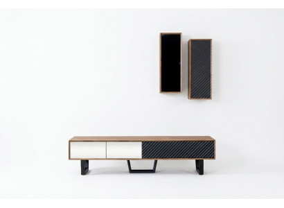 Wohnwand Wohnzimmer set TV-Ständer 2x Hängeschrank Designer Wohnwände