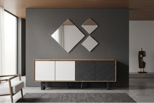 Modern Esszimmer Set Besteht aus 4tlg. Sideboard mit 3x Spiegel Neuheit