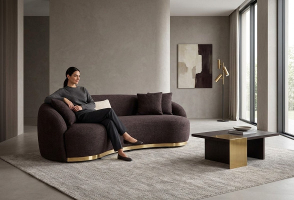 Designer Sofa 4 - Sitzer Braun farbe Neuheit in Wohnzimmer Modern
