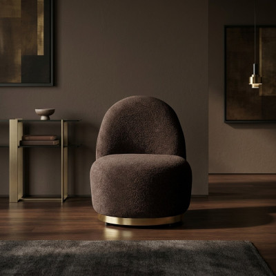 Sessel Modern Braun Wohnzimmer Textil Luxus Design Möbel Lounge Club