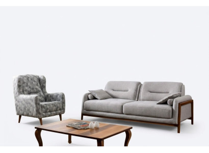 Set 2 tlg Wohnzimmer Sofagarnitur Dreisitzer Sofa Modern Sessel Textil