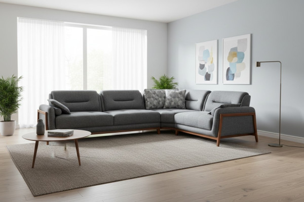 Designer Ecksofa L-form Luxus Polster Textil Wohnlandschaft Möbel im Wohnzimmer