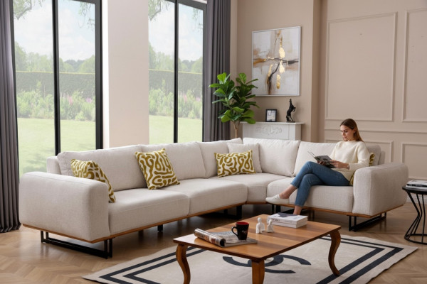 Luxus Ecksofa L Form Stoffsofa Couch Sofa Weiße Polstersofa Sitz Eckgarnitur