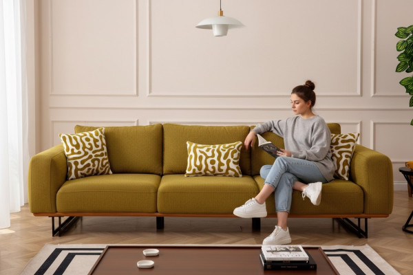 Italienische Sofa Couch Polster 4 Sitzer Möbel 270cmTextil Couchen Neu