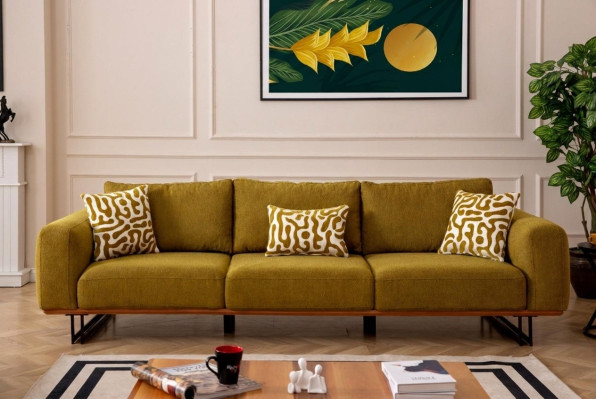 Italienische Sofa Couch Polster 4 Sitzer Möbel 270cmTextil Couchen Neu