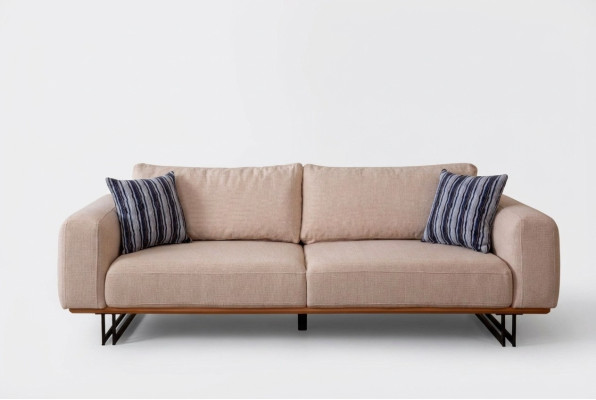 Designer Sofa 3 Sitzer Polster Textil Modern Polster Beige 230cm Couchen