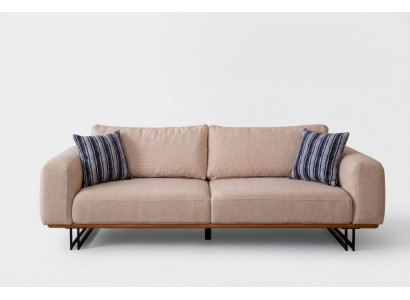 Designer Sofa 3 Sitzer Polster Textil Modern Polster Beige 230cm Couchen