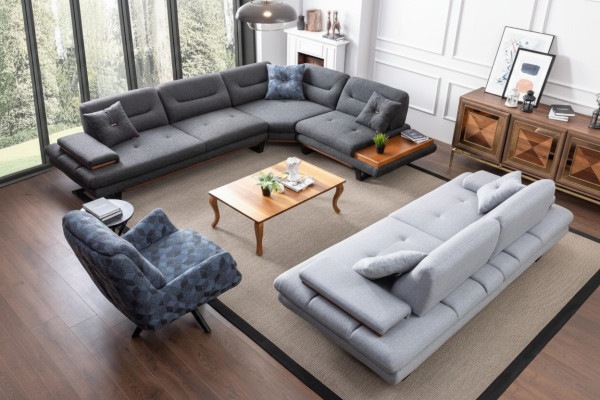 Designer 3tlg. Wohnzimmer set Ecksofa L-form + 3 + 1 Sitzer Modern neu