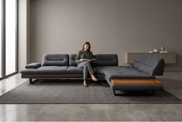 Designer Ecksofa L-form Luxus Grau Möbel für Wohnzimmer Wohnlandschaft
