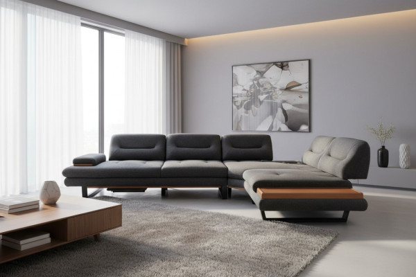 Designer Ecksofa L-form Luxus Grau Möbel für Wohnzimmer Wohnlandschaft