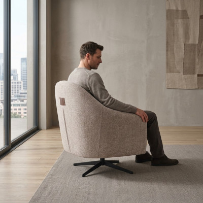 Modern Sessel Grau Lounge Club Wohnzimmer Stil Polsterung Textil Einsitzer