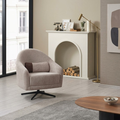 Modern Sessel Grau Lounge Club Wohnzimmer Stil Polsterung Textil Einsitzer