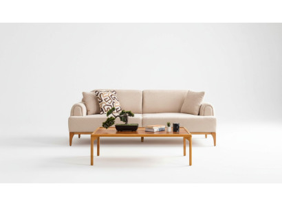 Modern Sofa 3 Sitzer Wohnzimmer Beige xxl 220cm Luxus Möbel Sofas Couchen