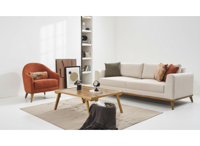 Sofagarnitur 3 + 1 Sitzer Design Möbel 2tlg Beige Couchen Sofa Textil