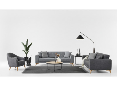 Stilvoll Wohnzimmer set 3tlg. Luxus Möbel Grau Modern Design 3+1 Sofa