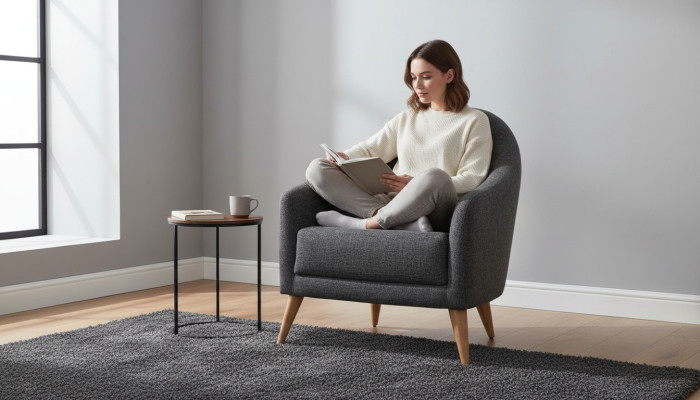 Designer weiche sessel grau farbe luxus Wohnzimmer Polster Textil Lounge Club