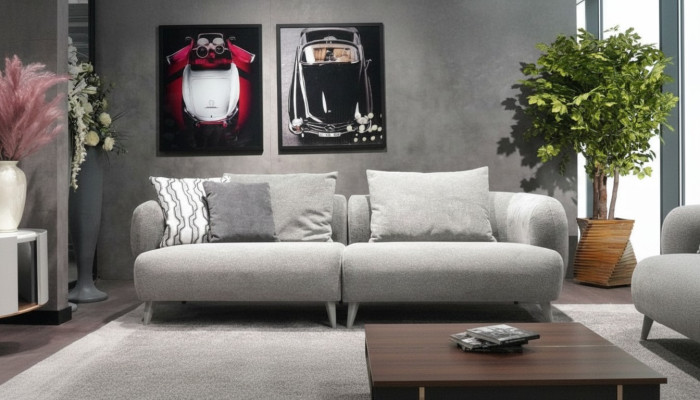 Luxus Sofa 3 - sitzer Design Grau farbe weiche Sofa Polster Textil Big xxl