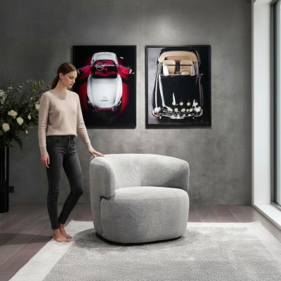 Design Sessel Grau Luxus Möbel Wohnzimmer Polster Textil Lounge Club