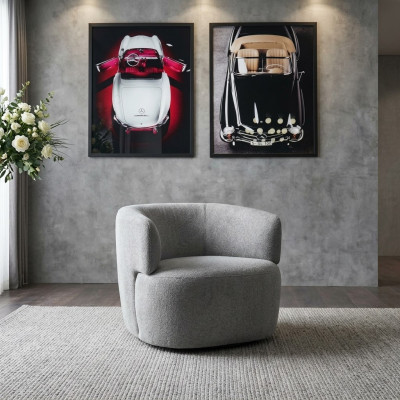 Design Sessel Grau Luxus Möbel Wohnzimmer Polster Textil Lounge Club