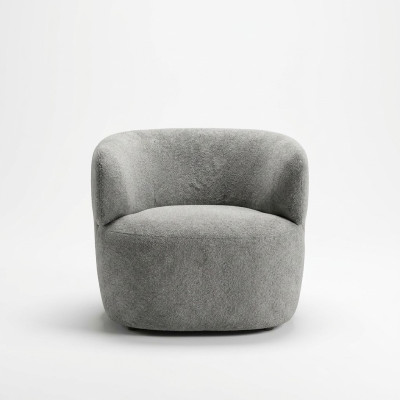 Design Sessel Grau Luxus Möbel Wohnzimmer Polster Textil Lounge Club
